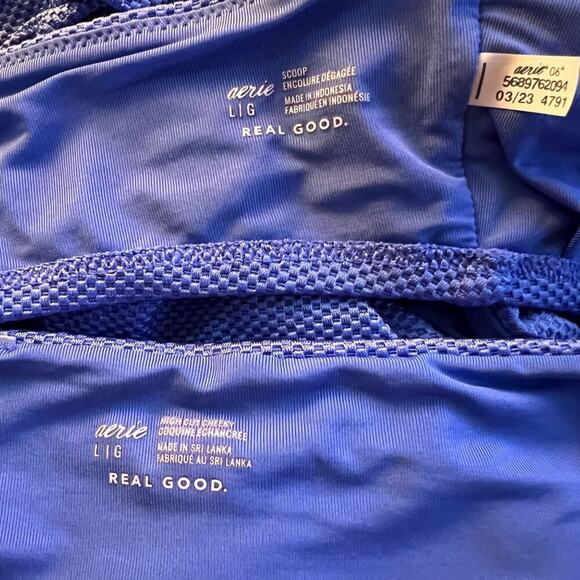 Aerie Shine Pique Twist High Cut Cheeky & Longline Scoop Bikini Set Womens Size - Picture 4 of 7